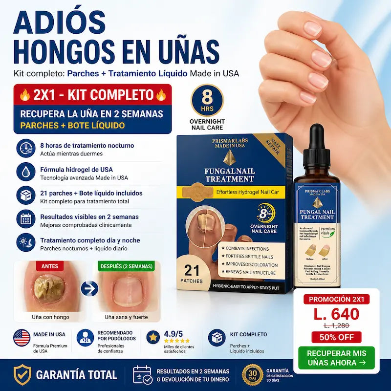 KIT 2 TRATAMIENTO HONGO FUNGAL NAIL — Parches de Hidrogel para Uñas + TRATAMIENTO PROFUNDO LIQUIDO|