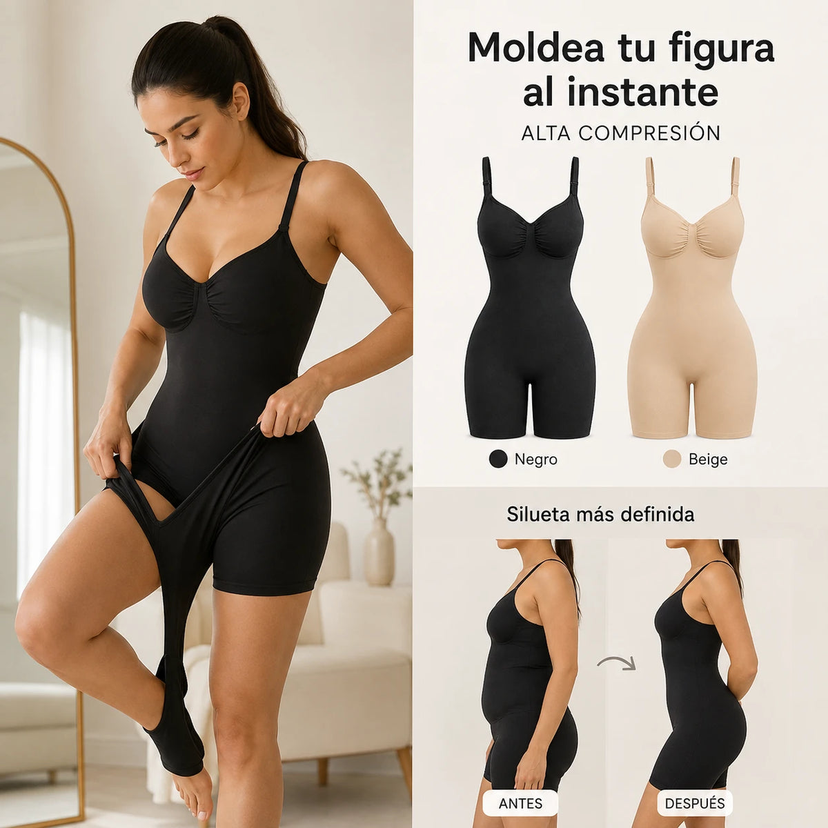 SHAPERX™ 100% COLOMBIANO Body Moldeador de Compresión LEVANTA GLUTEOS (Faja Bodysuit Control Total) Colombian