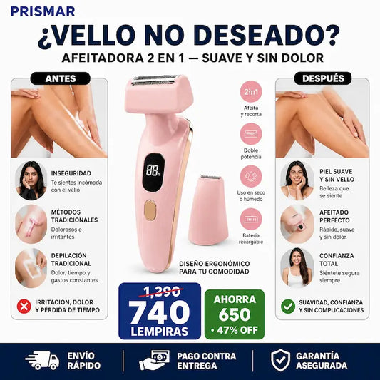 Afeitadora Eléctrica Mujer 2 en 1 — Recargable USB