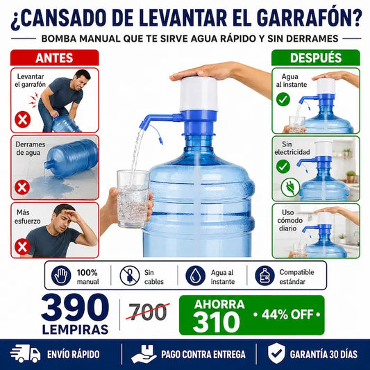 Bomba Manual de Agua para Garrafones — Sin Electricidad, Sin Levantar el Bidón