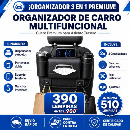 Amazon AutoSpace Pro 3 en 1 – Organizador en Cuero Premium para Asiento Trasero Certificado y con Garantia - Inversiones Alkosto