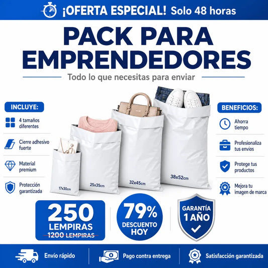 Bolsas de Envío de Polietileno VARIOS TAMAÑOS con Adhesivo – Pack para Emprendedores - Inversiones Alkosto