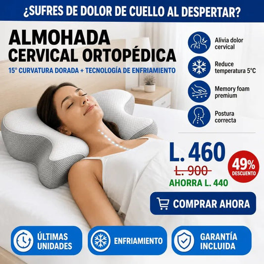 CerviCool Pro – Almohada Cervical Ortopédica con Enfriamiento - Inversiones Alkosto