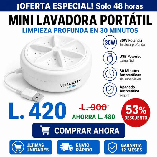 UltraWash Mini Pro – Lavadora Portátil Ultrasónica - Inversiones Alkosto