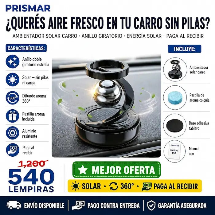 🚗☀️ Ambientador Solar para Carro con Anillo Giratorio — Sin Pilas | Difusión 360° | Decorativo ✨🌸