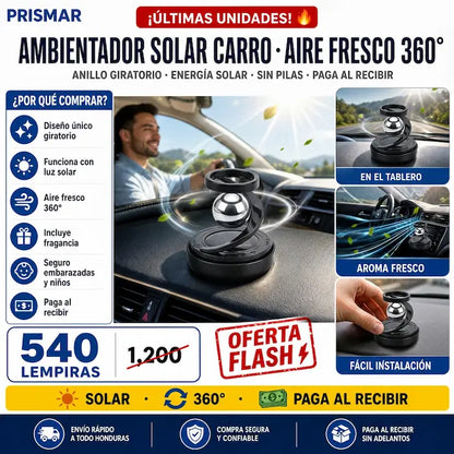 🚗☀️ Ambientador Solar para Carro con Anillo Giratorio — Sin Pilas | Difusión 360° | Decorativo ✨🌸
