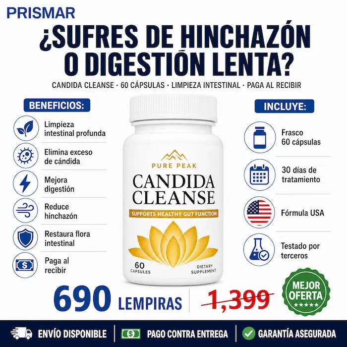 🌿💊 Candida Cleanse Pure Peak — Limpieza Intestinal Natural | 60 Cápsulas | Fabricado en USA 🇺🇸✅