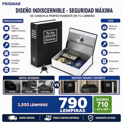 Caja Fuerte Oculta Tipo Libro con Cerradura de Llave