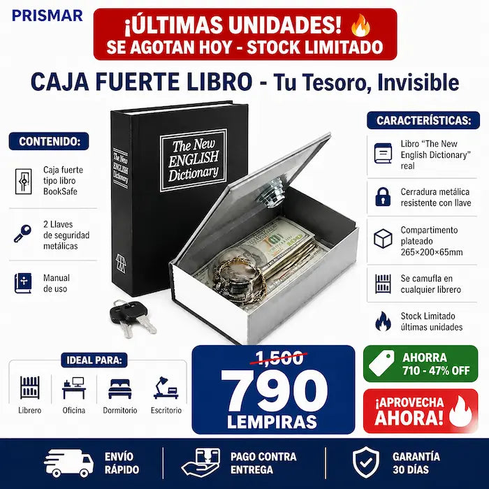 Caja Fuerte Oculta Tipo Libro con Cerradura de Llave