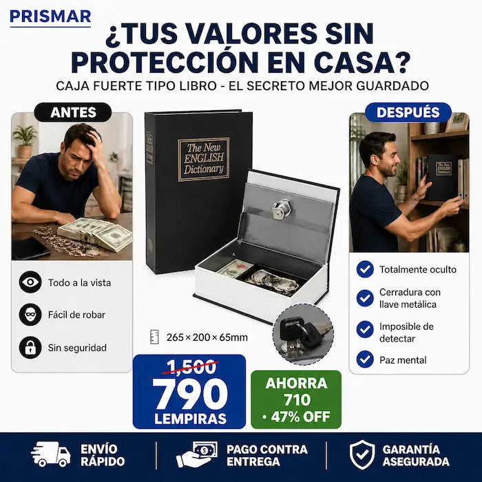 Caja Fuerte Oculta Tipo Libro con Cerradura de Llave