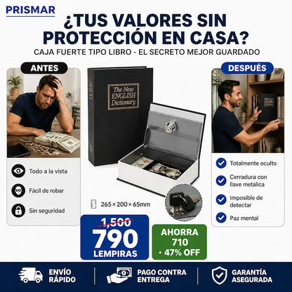 Caja Fuerte Oculta Tipo Libro con Cerradura de Llave