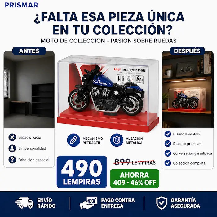 Motocicleta de Colección Pull Back con Base Exhibidora