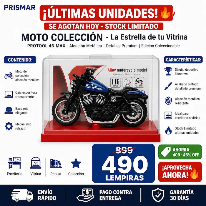 Motocicleta de Colección Pull Back con Base Exhibidora