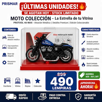 Motocicleta de Colección Pull Back con Base Exhibidora