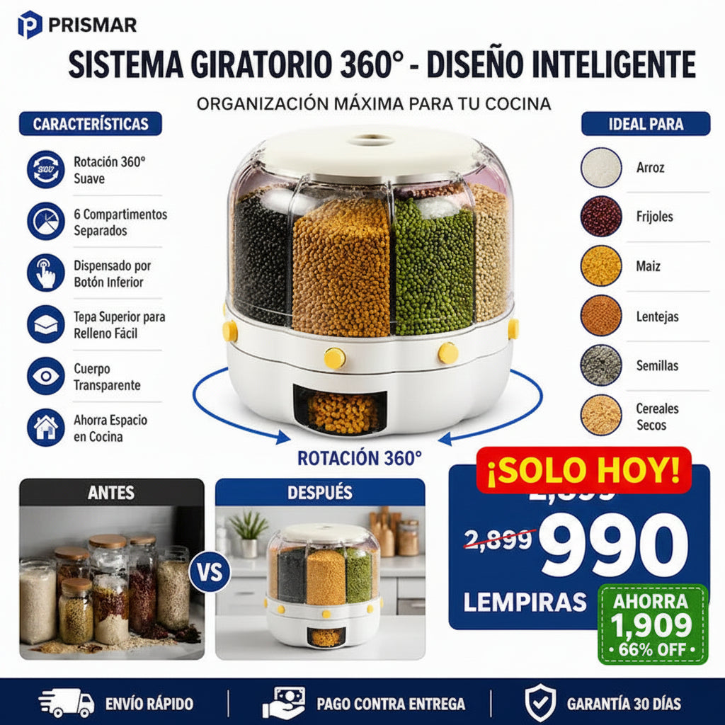 Dispensador Giratorio para Granos y Cereales 360°