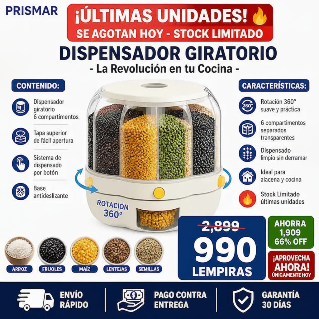 Dispensador Giratorio para Granos y Cereales 360°