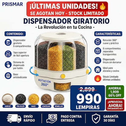 Dispensador Giratorio para Granos y Cereales 360°
