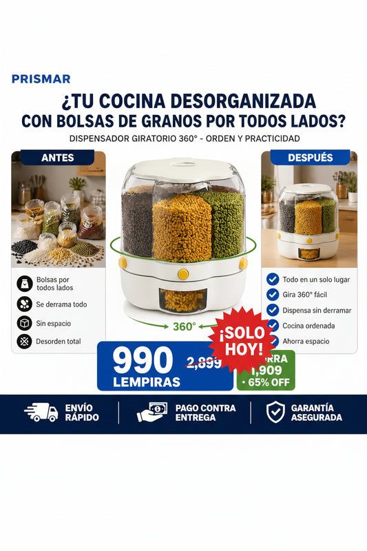 Dispensador Giratorio para Granos y Cereales 360°