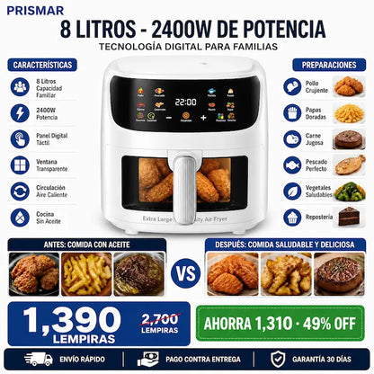 Freidora de Aire Digital 8 Litros de Gran Capacidad