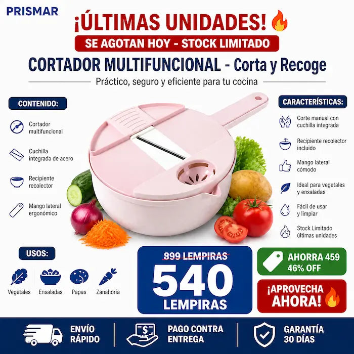 Cortador multifuncional con recipiente