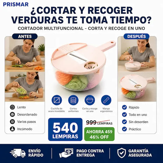 Cortador multifuncional con recipiente