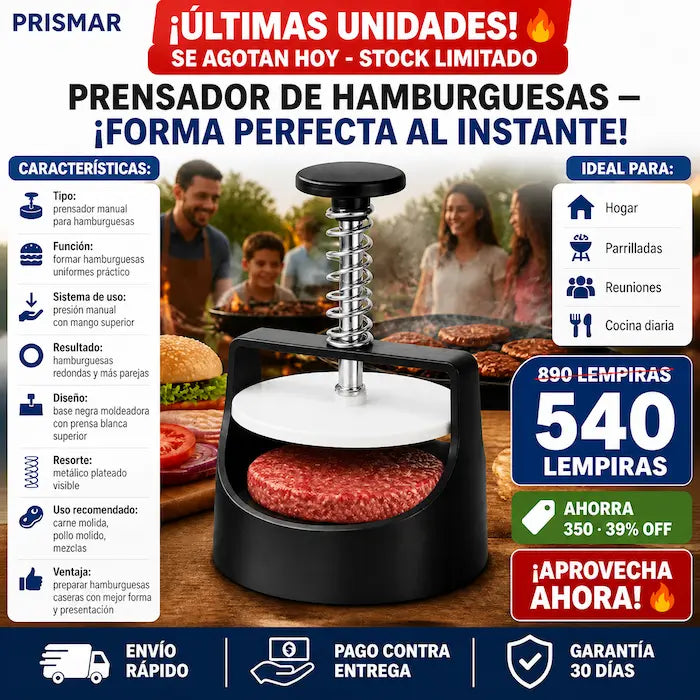 Prensador Manual para Hamburguesas Caseras