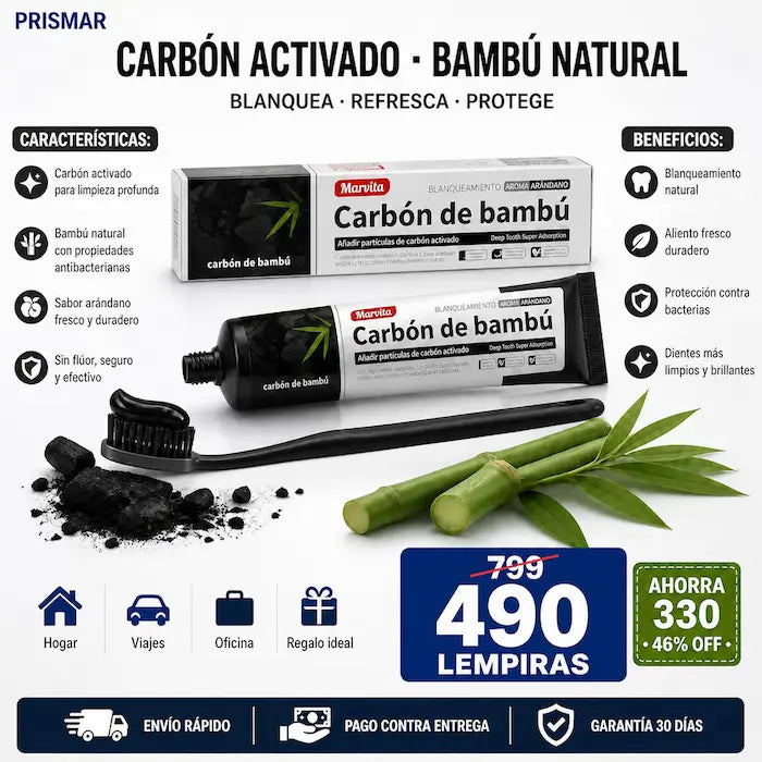 Pasta Dental Carbón de Bambú con Sabor Arándano