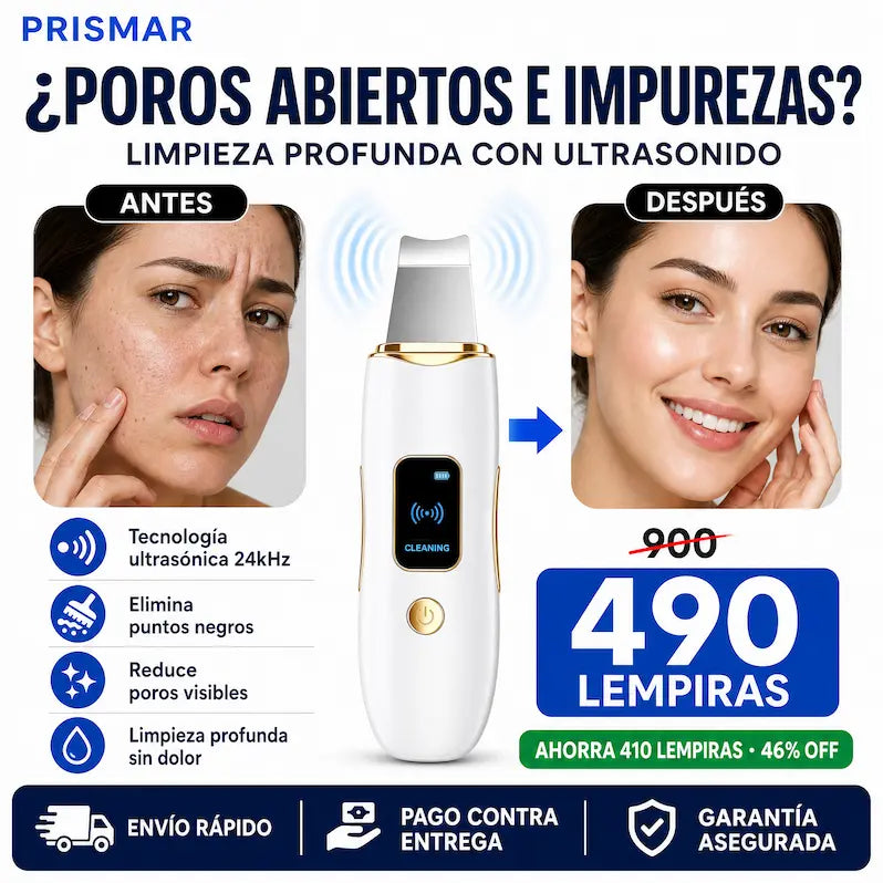 Espátula Ultrasónica Facial GUGUG – Limpiador Profundo + Removedor de Impurezas SkinClean Pro – Espátula Ultrasónica Facial
