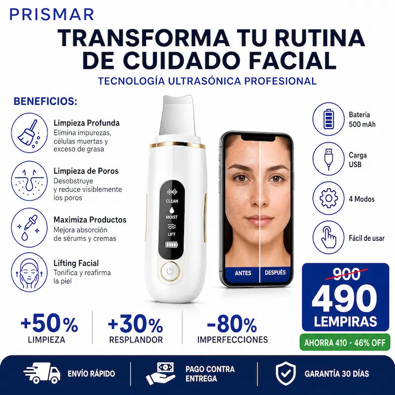 Espátula Ultrasónica Facial GUGUG – Limpiador Profundo + Removedor de Impurezas SkinClean Pro – Espátula Ultrasónica Facial - imagen 3