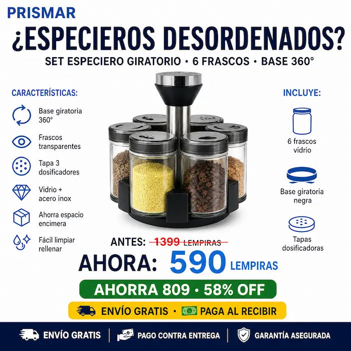 🌶️ Spice Rack Set Giratorio — ¡Todos tus Condimentos Organizados y Elegantes!