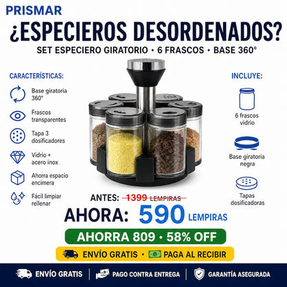 🌶️ Spice Rack Set Giratorio — ¡Todos tus Condimentos Organizados y Elegantes!