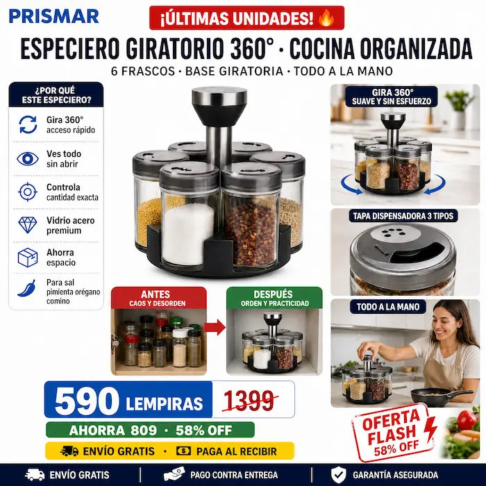 🌶️ Spice Rack Set Giratorio — ¡Todos tus Condimentos Organizados y Elegantes! - imagen 2