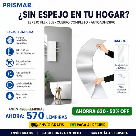 🪞✨ Espejo Acrílico Cuerpo Completo 40x150cm — Inastillable | Se Pega Sin Taladro 💥🔧