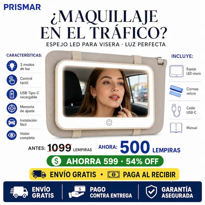 💄 Espejo LED para Visera — ¡Maquillate Perfecta en tu Carro!