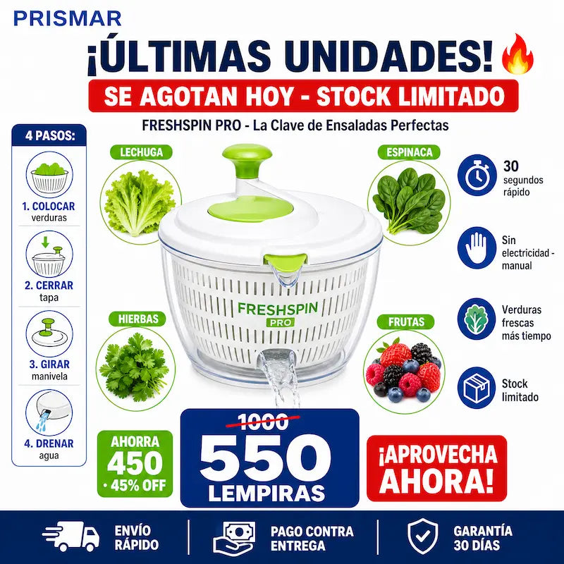 FreshSpin Pro™ – Secador de Verduras Inteligente