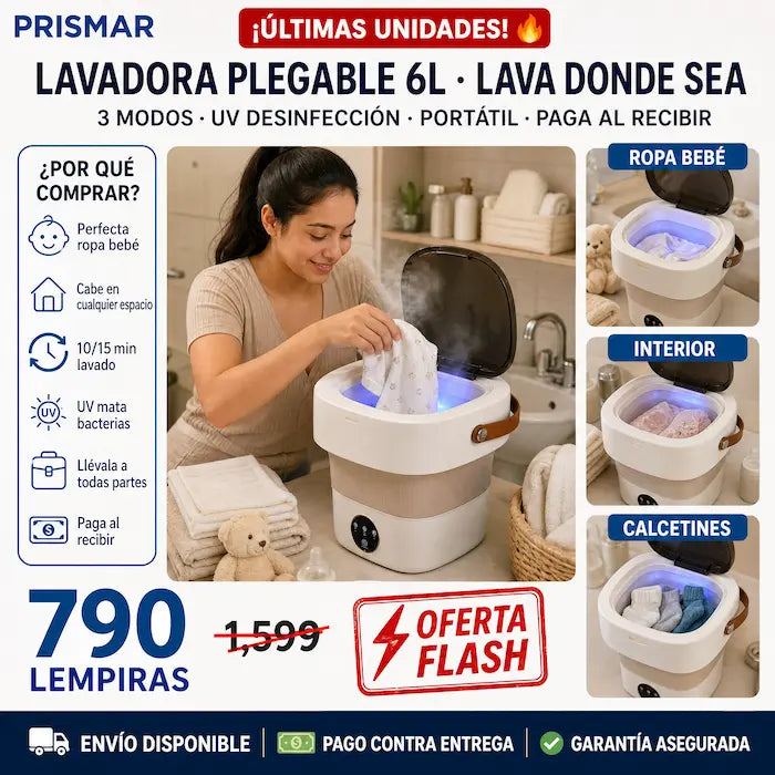 Mini Lavadora Plegable Portátil 6L — 3 Modos