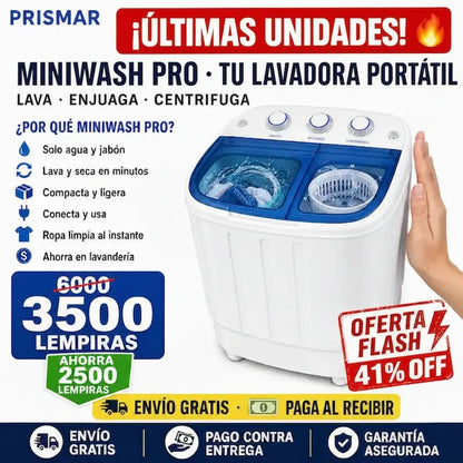 MiniWash Pro 2 en 1 – Lavadora + Secadora Portátil