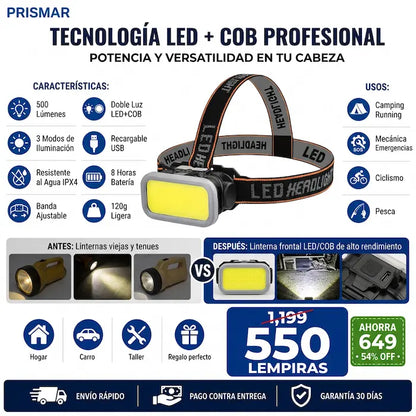 NightVision Pro™ – Linterna Frontal Inteligente