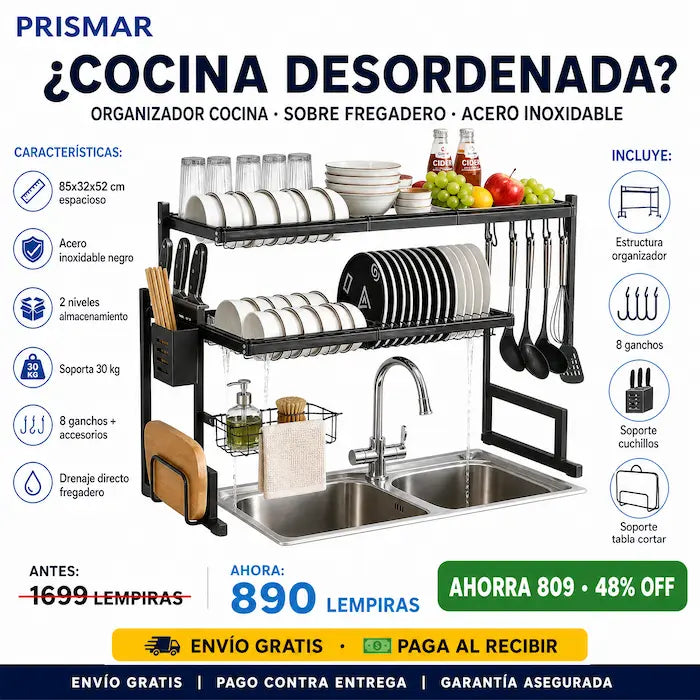 🍽️✨ Escurridor Sobre el Fregadero en Acero Negro | Sin Charcos • Sin Desorden • Sin Oxidación 💧🔪