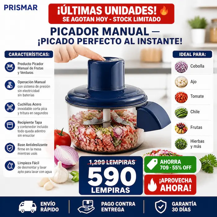 Picador Manual de Frutas y Verduras — Picá Cebolla, Ajo y Tomate en Segundos Sin Llorar Ni Ensuciarte las Manos