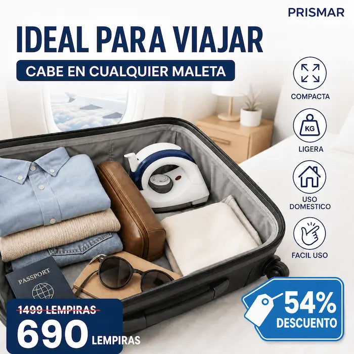 Plancha Portátil Plegable de Viaje — Vapor · 3 Temperaturas · 460g · 110V Honduras - imagen 2