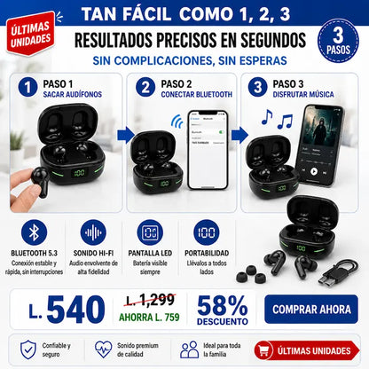 🎧 SoundPro X80 – Audífonos Inalámbricos Bluetooth 5.3 con Sonido Envolvente