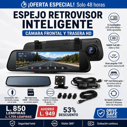 DriveSafe Vision™ – Espejo Retrovisor Inteligente con Cámara