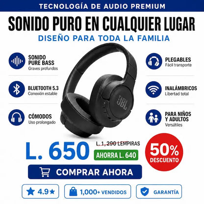 JBL Tune 720BT – Audífonos Inalámbricos con Sonido JBL Pure Bass