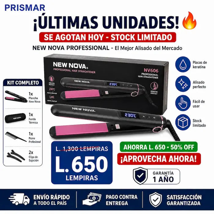 New NOVA NV606 – Alaciado Profesional con Cuidado de Keratina Certificada más Garantía