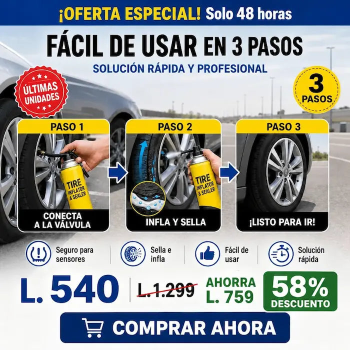 Spray Reparador Inflador de Llantas Ponchadas Fix-a-Flat | Emergencia Auto amazon Certificado y Garantia - imagen 3