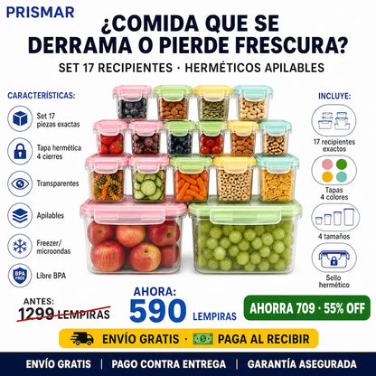 🥡 Set de Recipientes Herméticos — ¡Organizá tu Cocina y Conservá Mejor tus Alimentos!