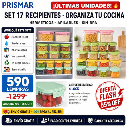 🥡 Set de Recipientes Herméticos — ¡Organizá tu Cocina y Conservá Mejor tus Alimentos!