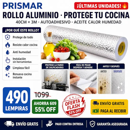 2x1 Papel Aluminio Autoadhesivo para Cocina — ¡Protegé y Renová tu Cocina en Minutos!