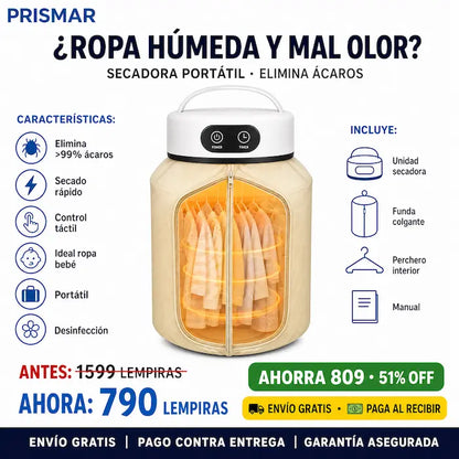 👕 Secadora Portátil de Ropa — ¡Secá y Desinfectá sin Depender del Sol!